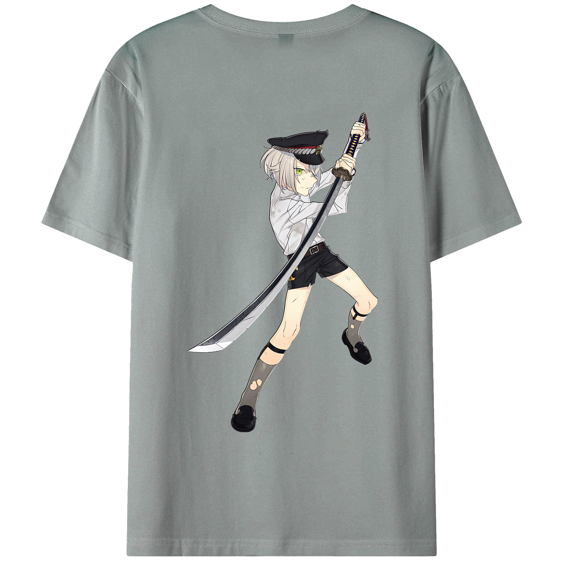 （画像用） 刀剣乱舞 Touken Ranbu 綿100％ メンズ半袖Tシャツ（バックプリント） 通気性